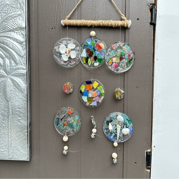 Hanging wall decor OOAK Assemblage Art Handmade Mosaic Indoor/Outdoor - Picture 9 of 14